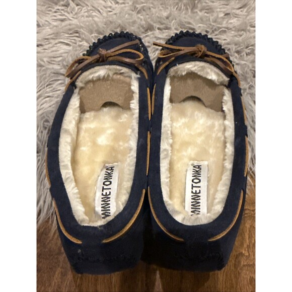Minnetonka 4013 Blue Suede Leather Moccasins CALLY Slipper 11 M NEW - Picture 5 of 5